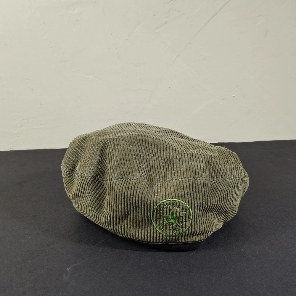 Vintage Converse All Star Hat Cap Olive Green Corduroy Beret Flat Hat